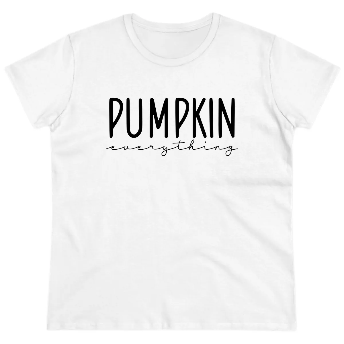 Pumpkin Everything Typography Design Ladies Tee in White