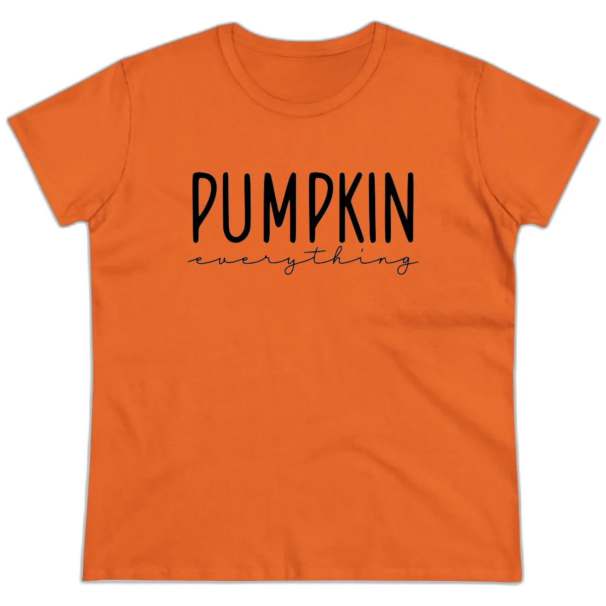 Pumpkin Everything Typography Design Ladies Tee in Orange