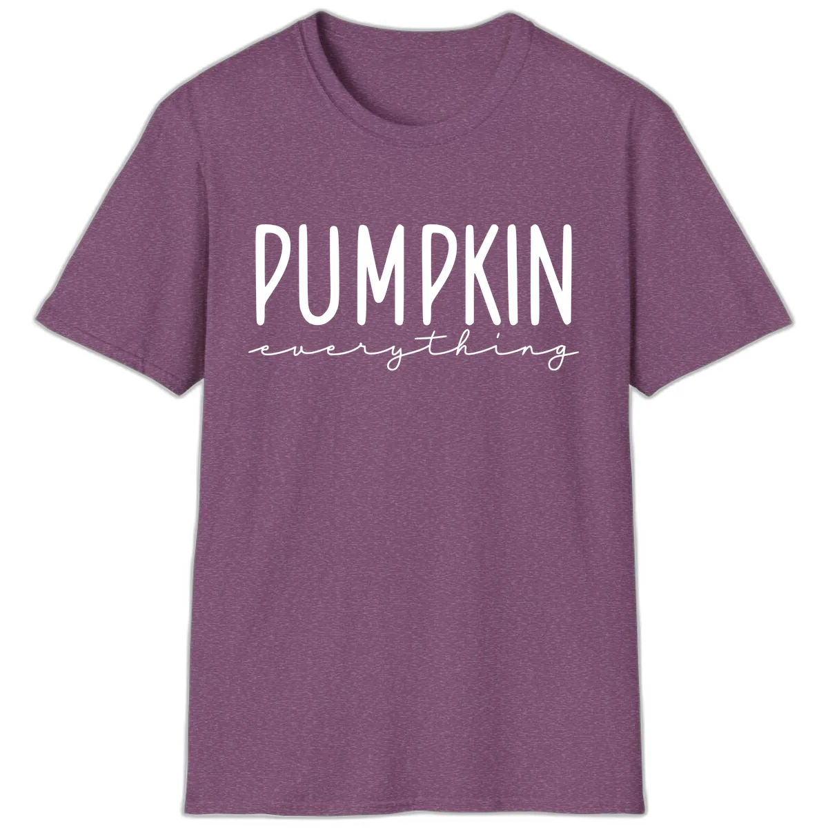 Pumpkin Everything Typography Design T-Shirt in Heather Maroon