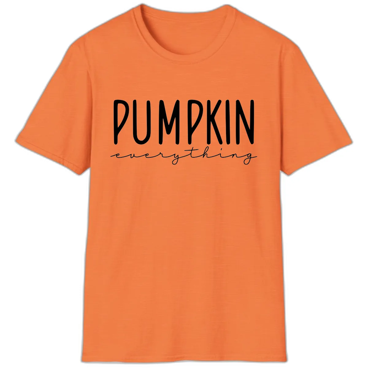 Pumpkin Everything Typography Design T-Shirt in Heather Orange
