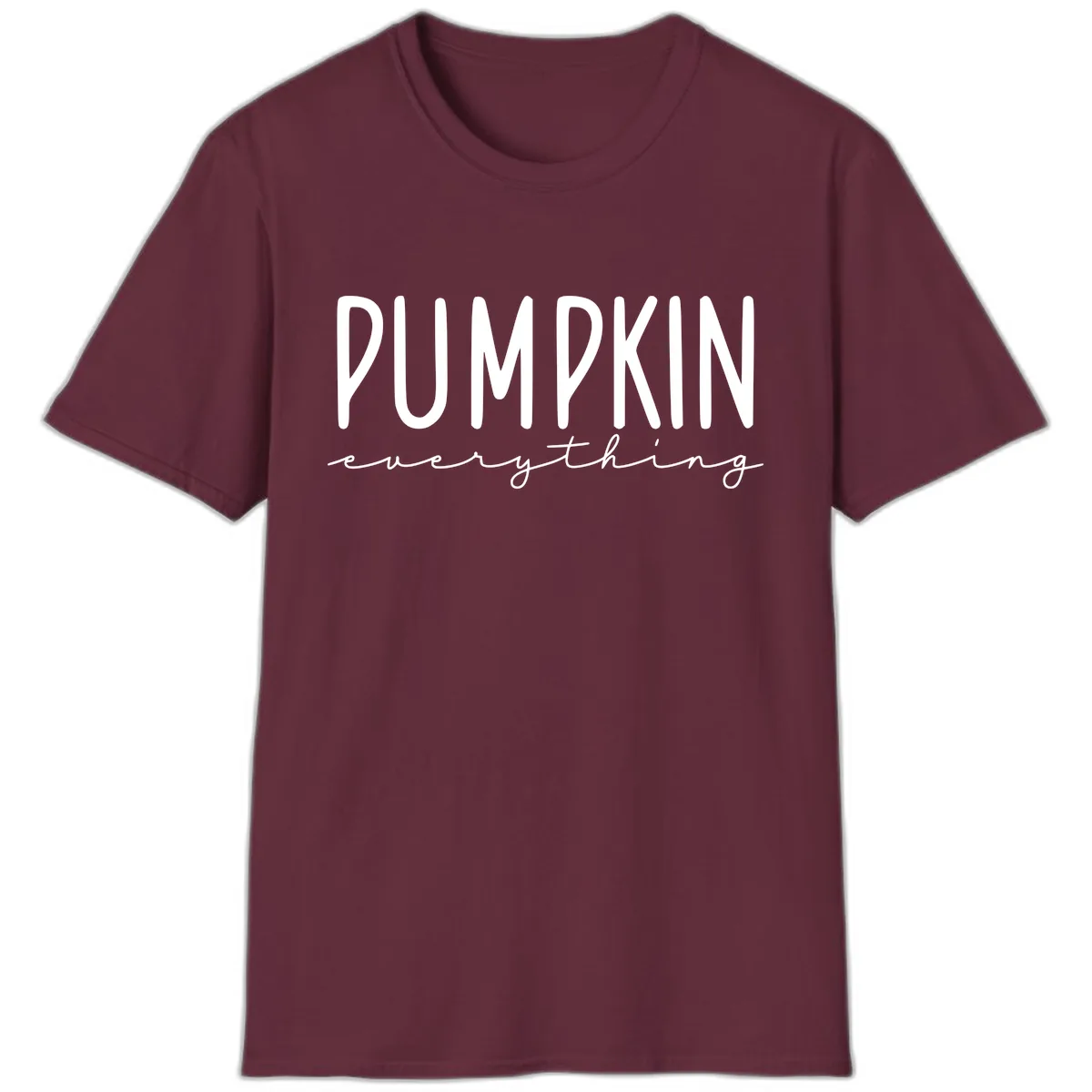 Pumpkin Everything Typography Design T-Shirt in Maroon