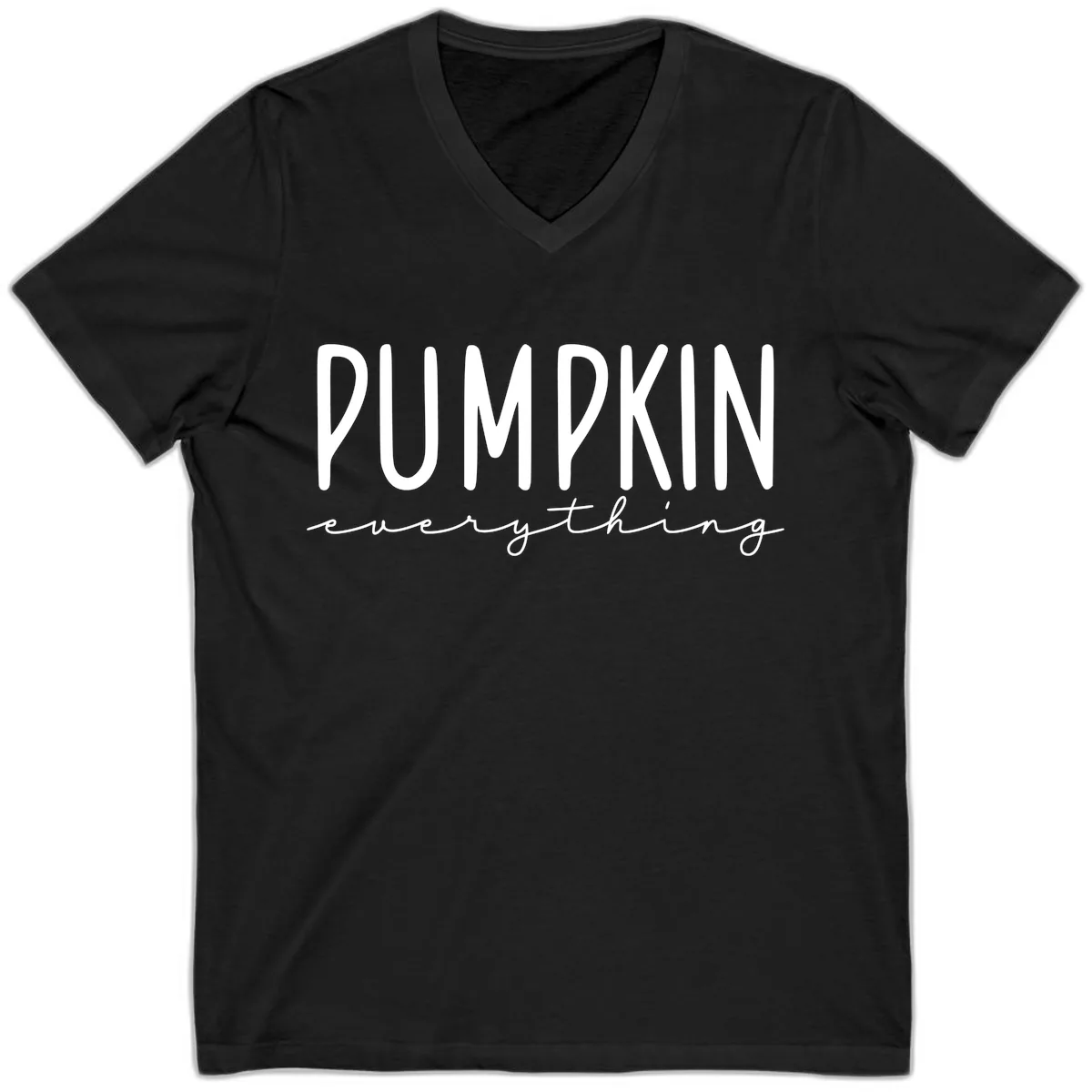 Pumpkin Everything Typography Design V-Neck in Black