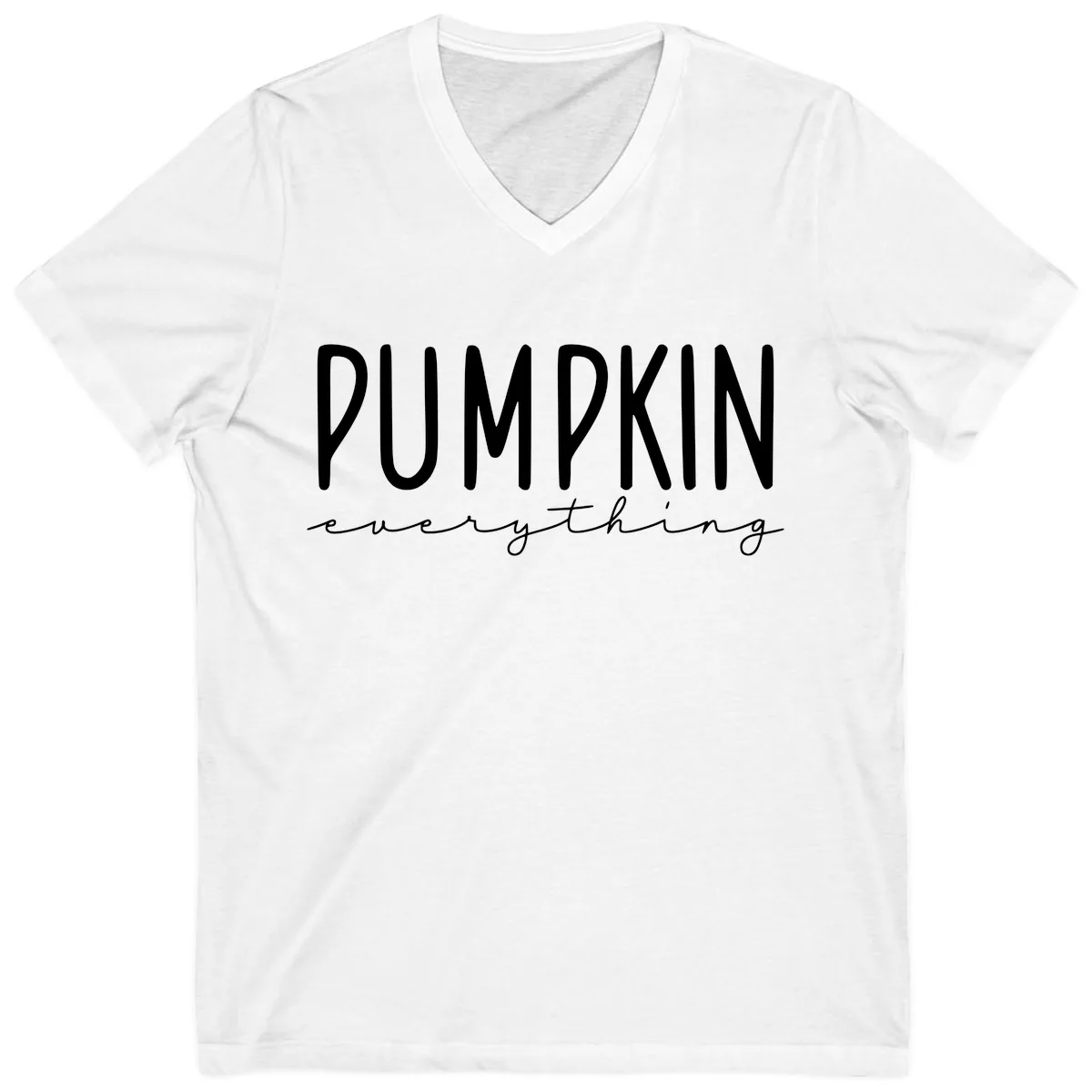 Pumpkin Everything Typography Design V-Neck in White