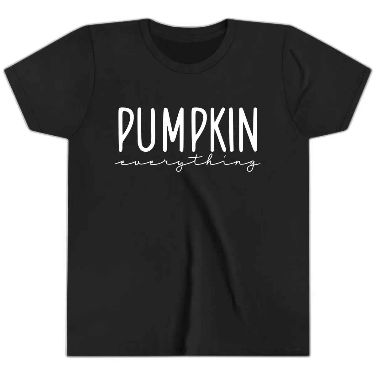 Pumpkin Everything Typography Design Youth T-Shirt in Black