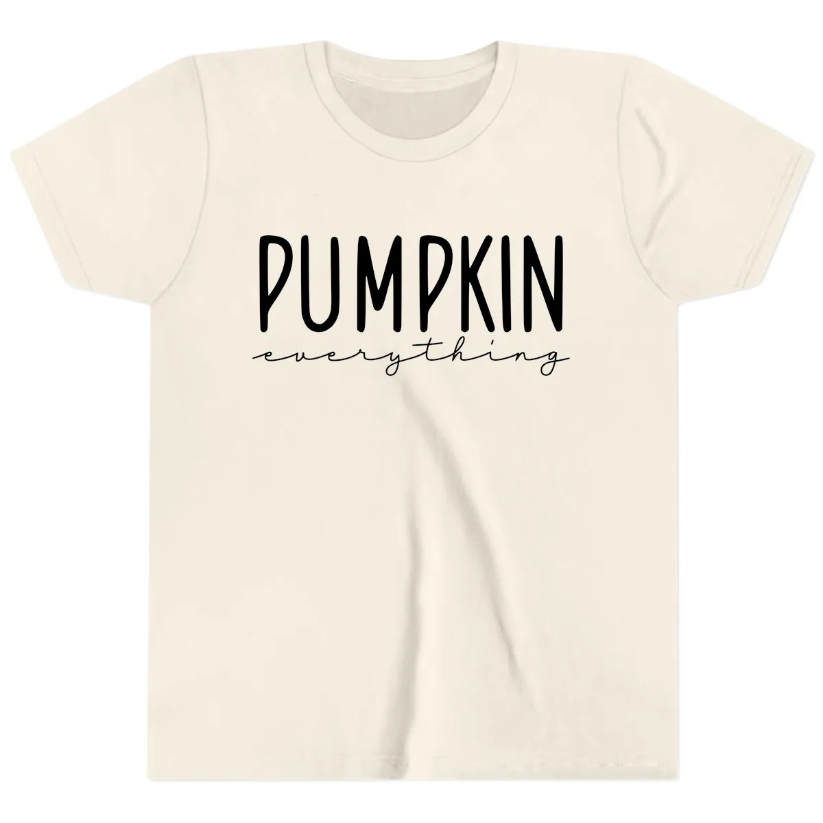 Pumpkin Everything Typography Design Youth T-Shirt in Natural