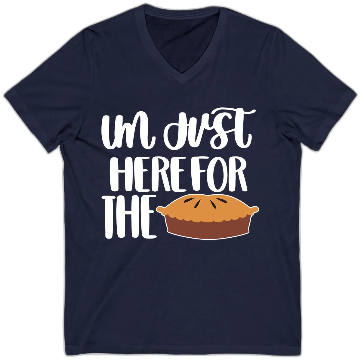 I'm Just Here For The Pie Thanksgiving V-Neck in Navy