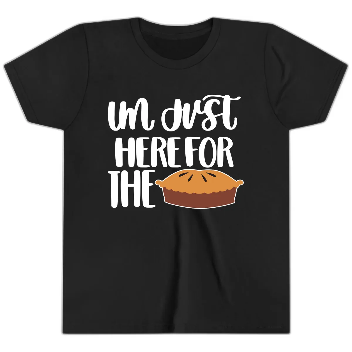 I'm Just Here For The Pie Thanksgiving Youth T-Shirt in Black