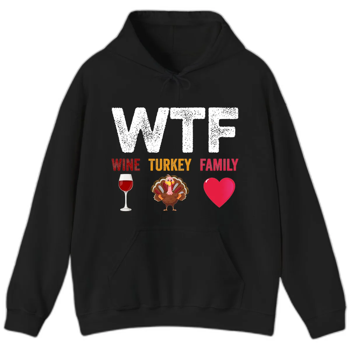 Wine Turkey Family Thanksgiving Shirt Hoodie in Black