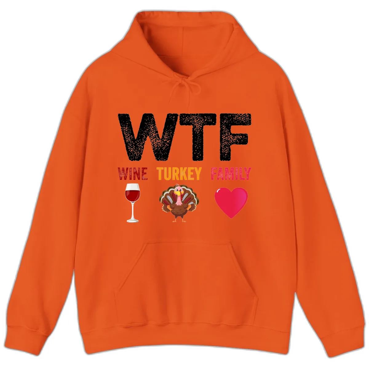 Wine Turkey Family Thanksgiving Shirt Hoodie in Orange