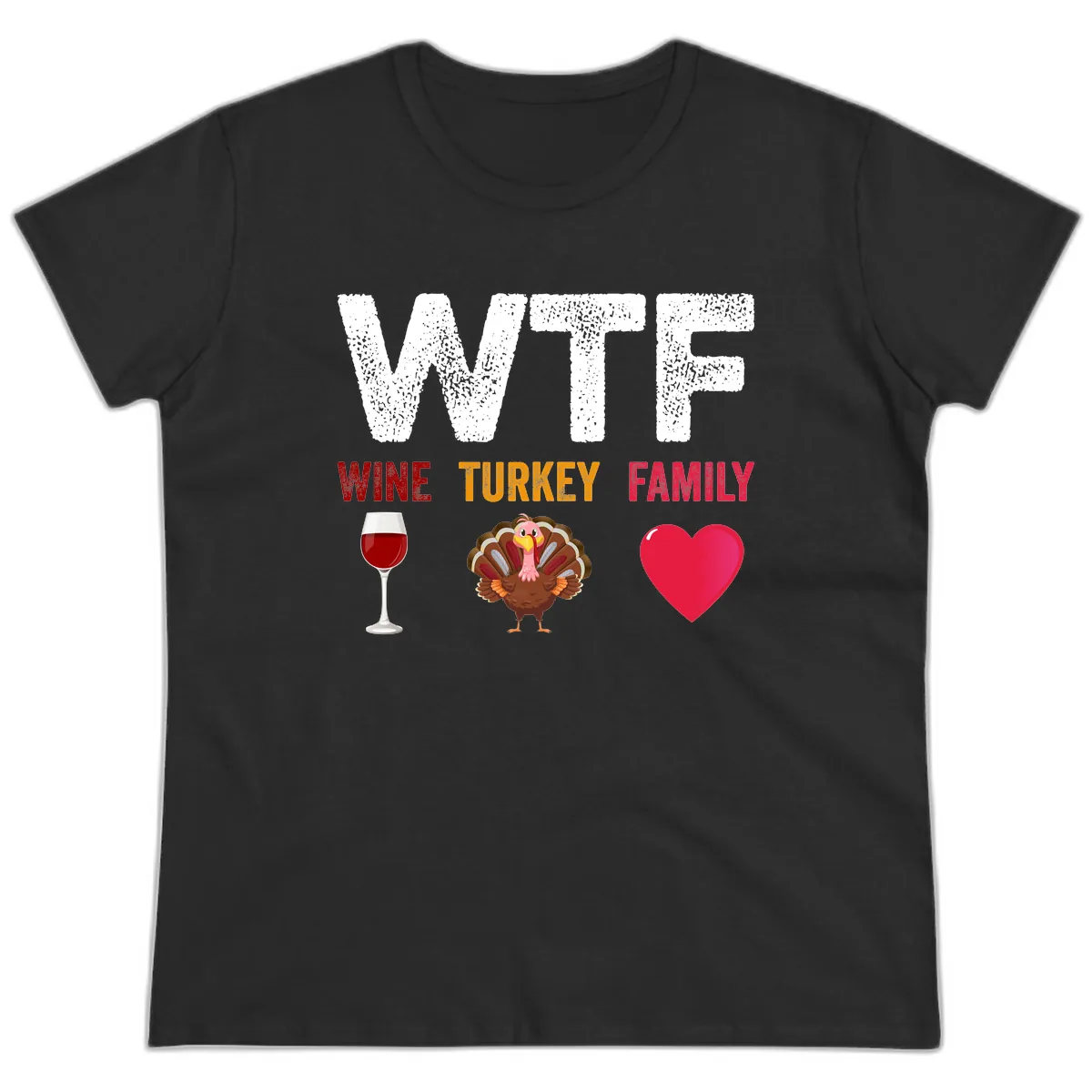 Wine Turkey Family Thanksgiving Shirt Ladies Tee in Black