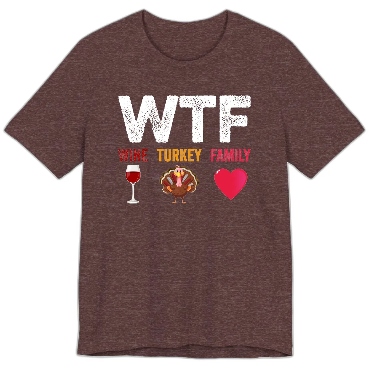 Wine Turkey Family Thanksgiving Shirt Premium T-Shirt in Heather Maroon