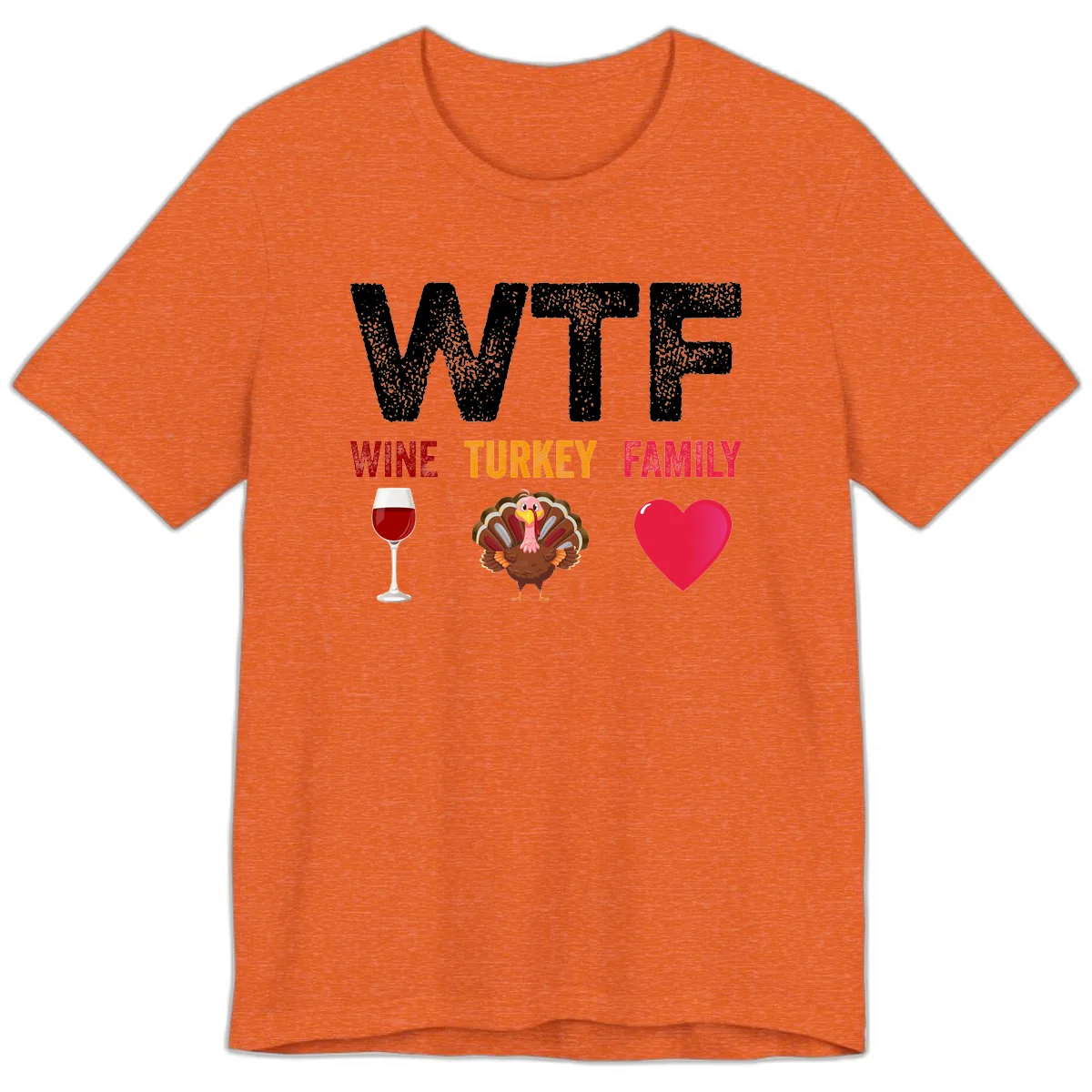 Wine Turkey Family Thanksgiving Shirt Premium T-Shirt in Heather Orange