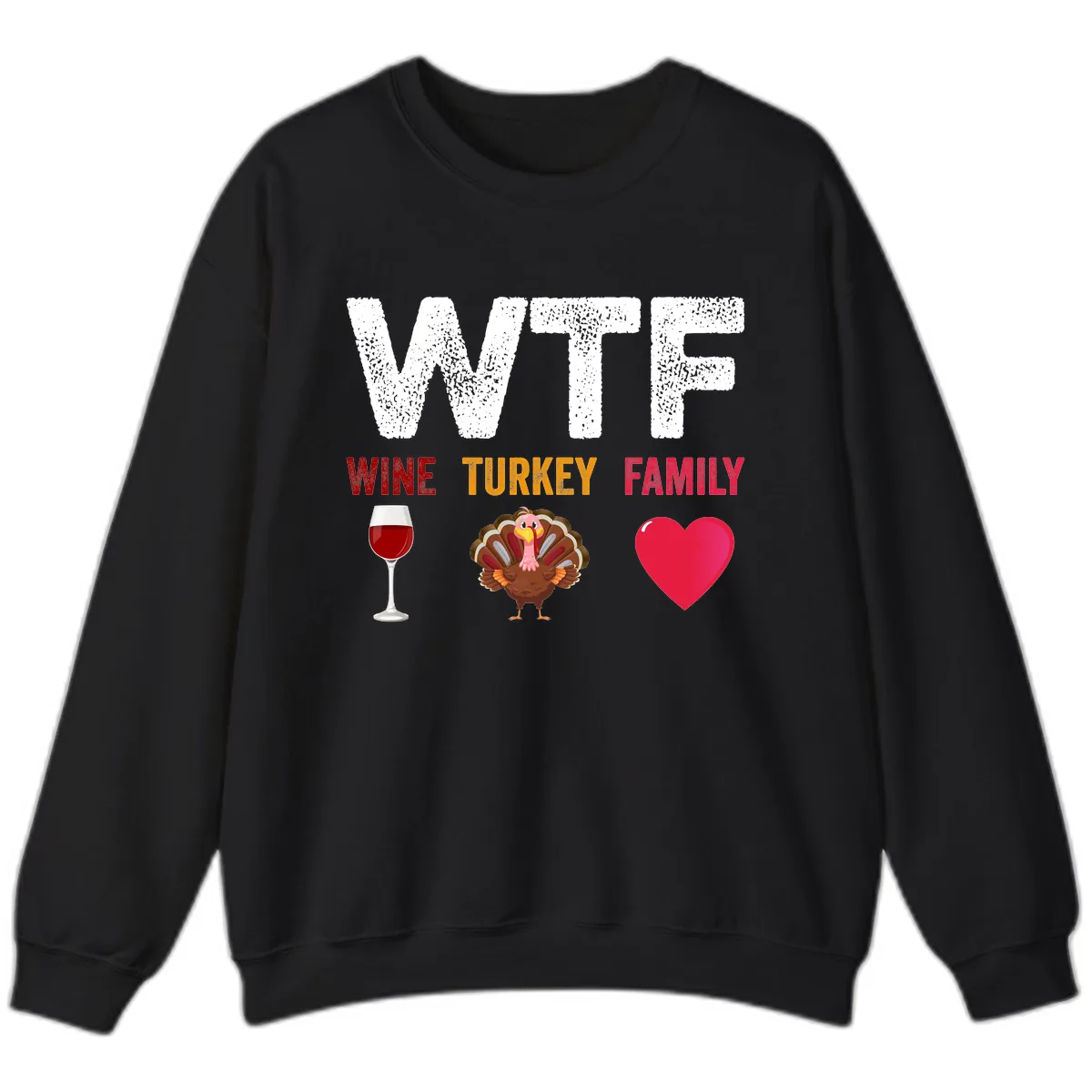 Wine Turkey Family Thanksgiving Shirt Sweatshirt in Black