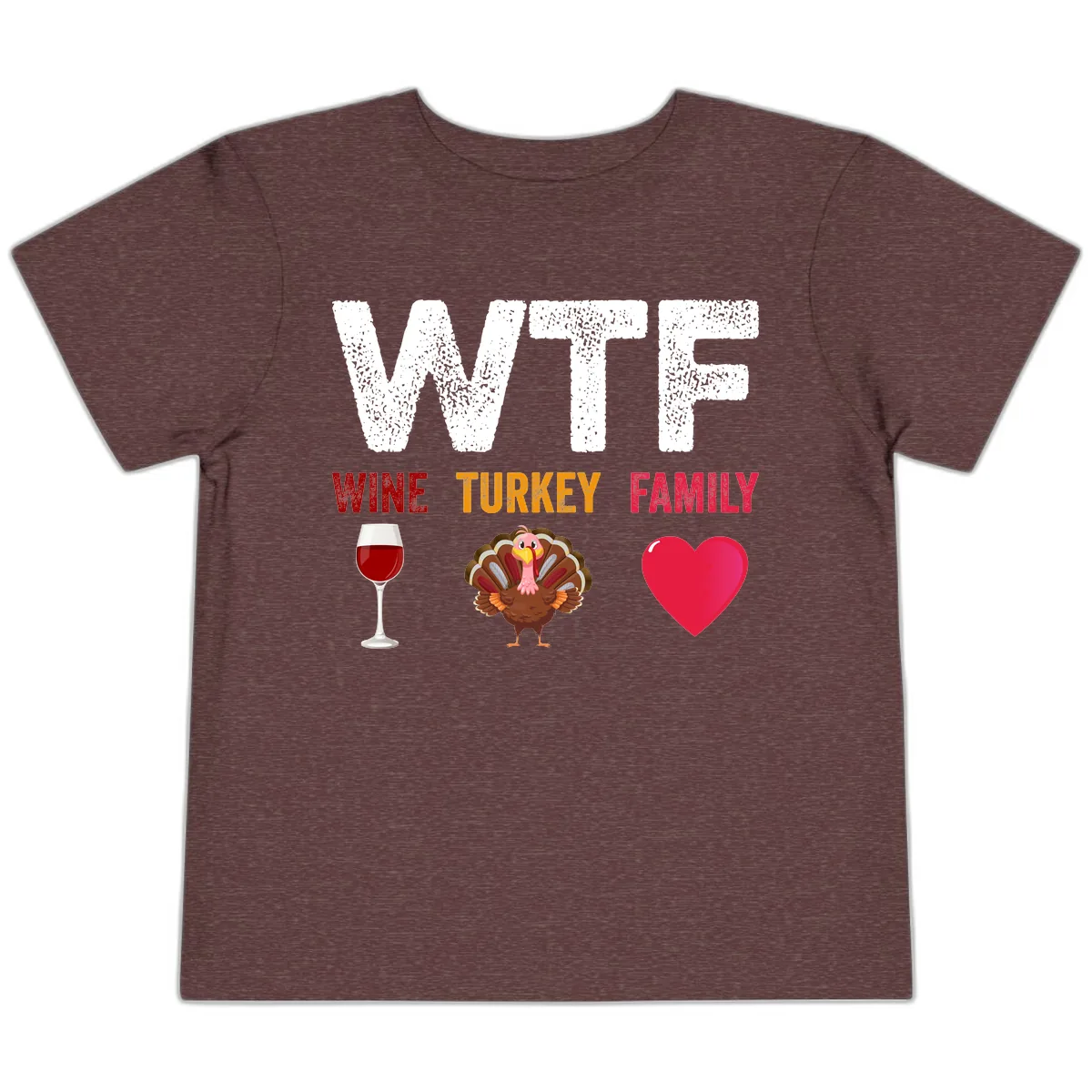 Wine Turkey Family Thanksgiving Shirt Toddler T-Shirt in Heather Maroon