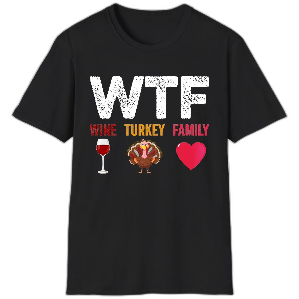 Wine Turkey Family Thanksgiving Shirt T-Shirt in Black
