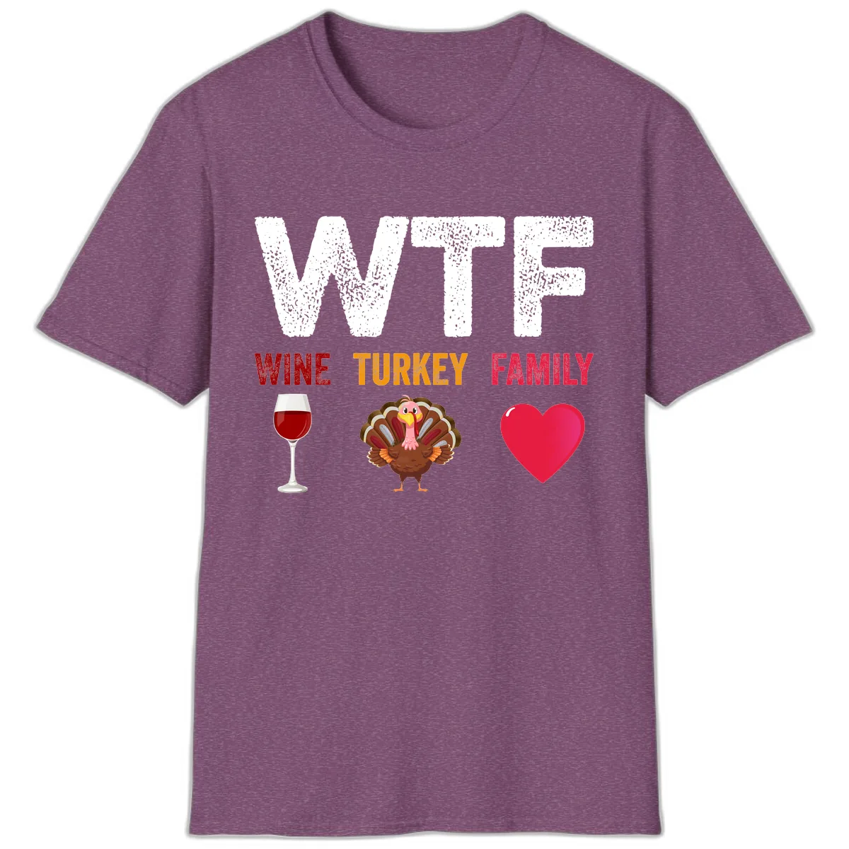 Wine Turkey Family Thanksgiving Shirt T-Shirt in Heather Maroon