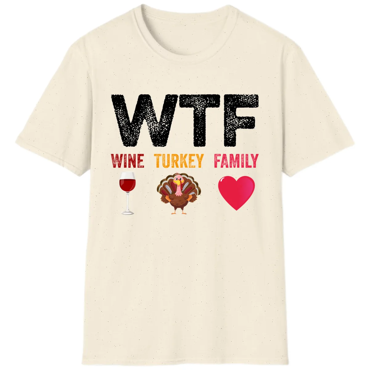 Wine Turkey Family Thanksgiving Shirt T-Shirt in Natural