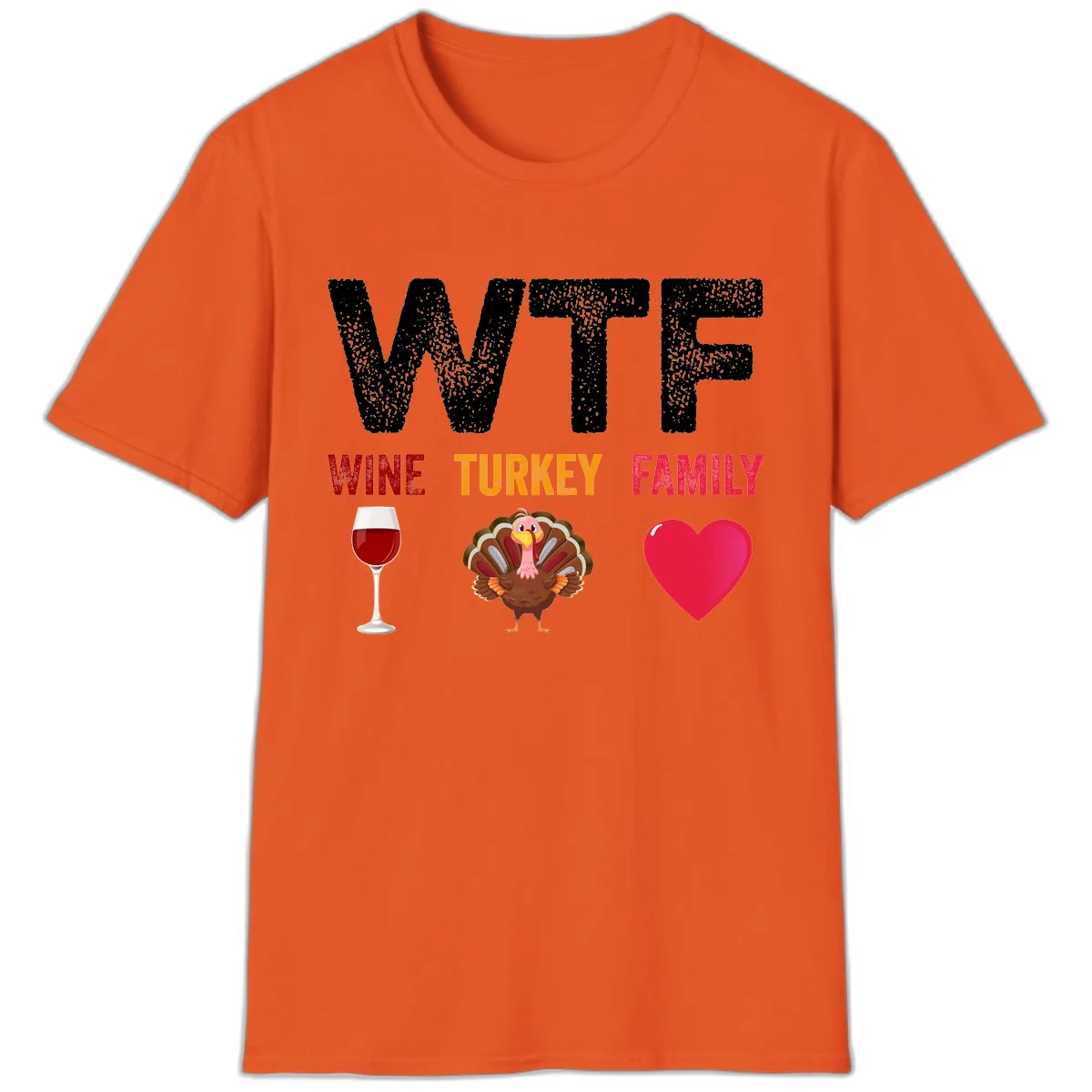 Wine Turkey Family Thanksgiving Shirt T-Shirt in Orange