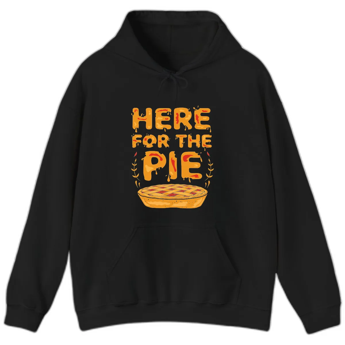 Here For The Pie Design Hoodie in Black
