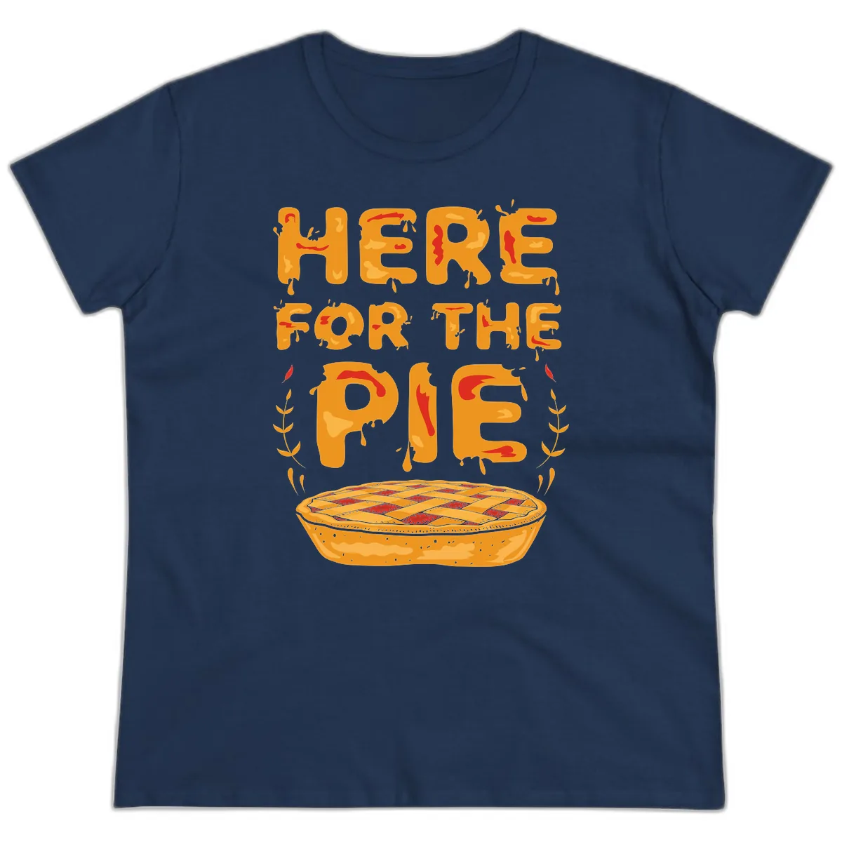 Here For The Pie Design Ladies Tee in Navy