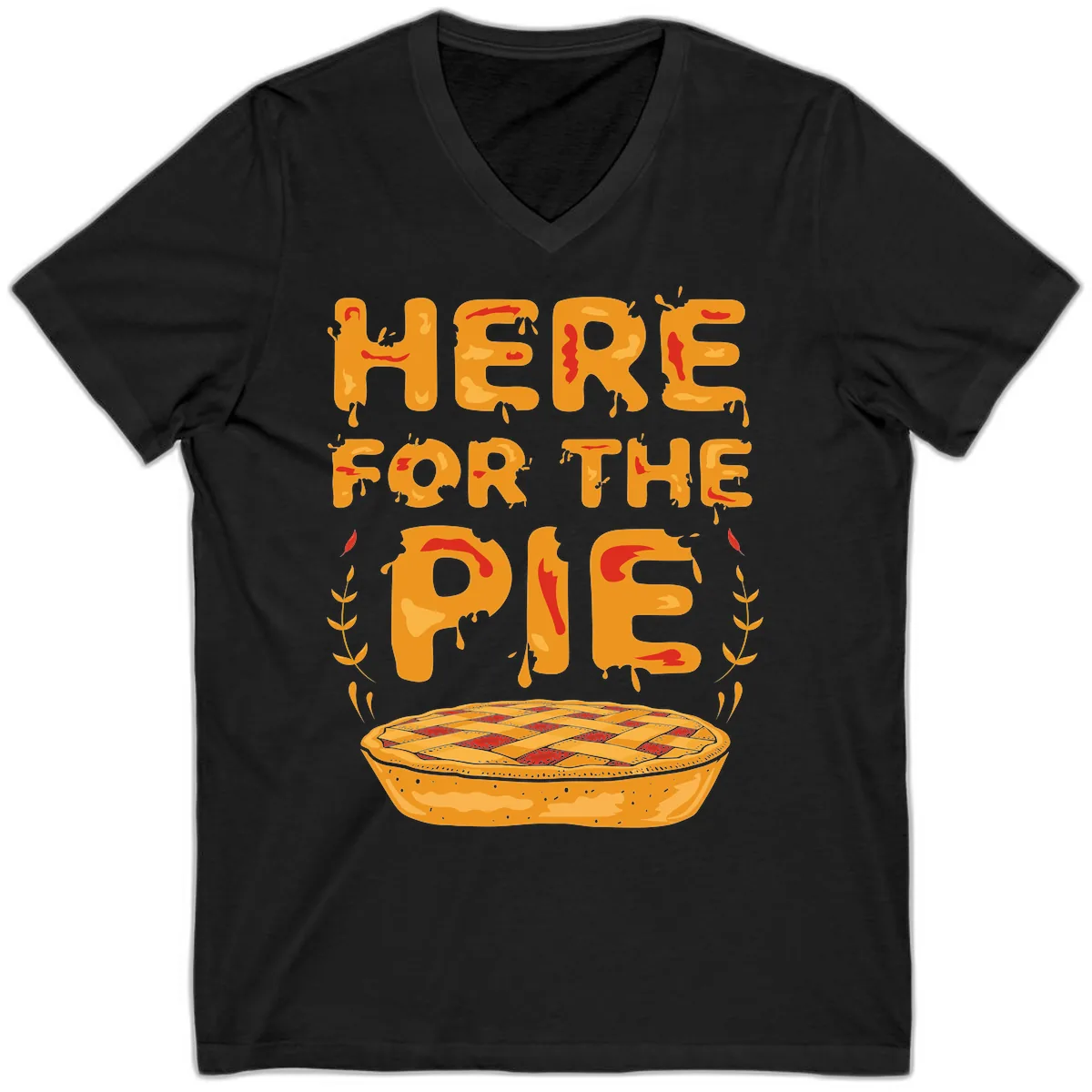 Here For The Pie Design V-Neck in Black