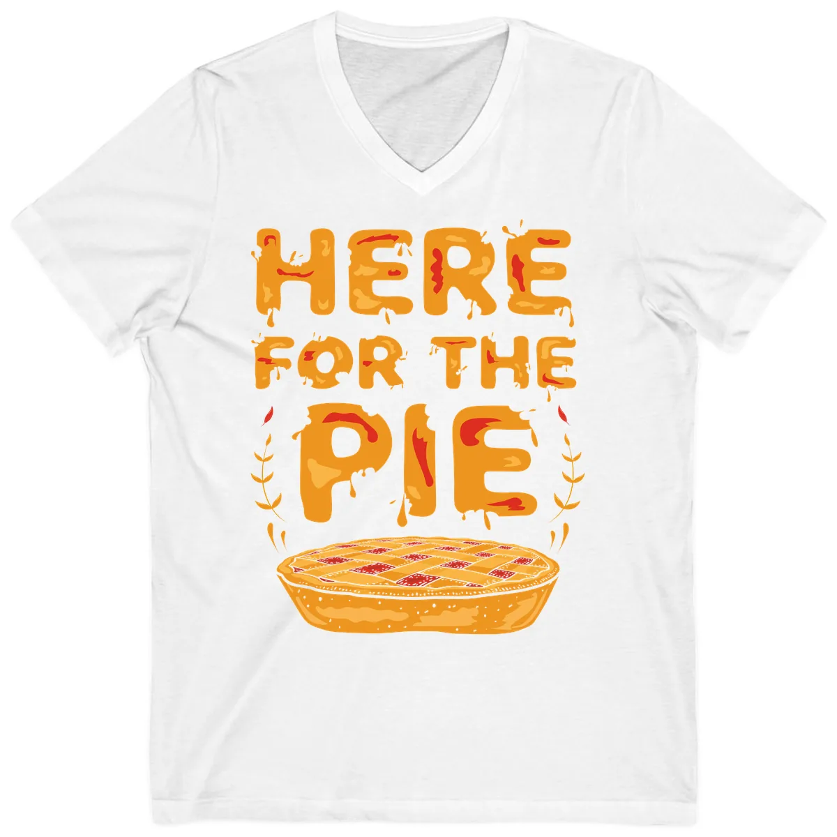 Here For The Pie Design V-Neck in White