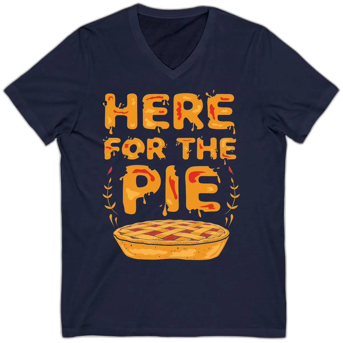 Here For The Pie Design V-Neck in Navy