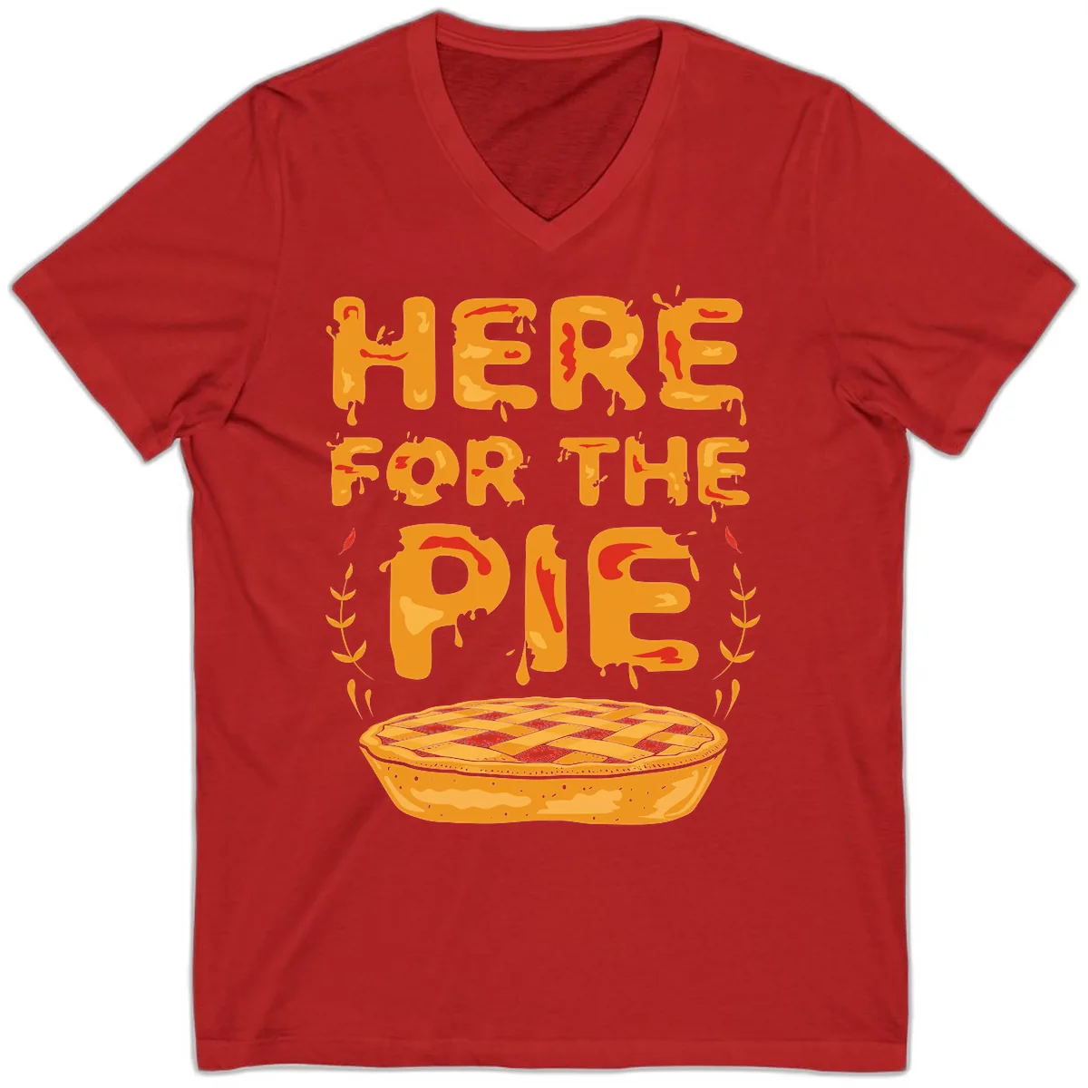 Here For The Pie Design V-Neck in Red