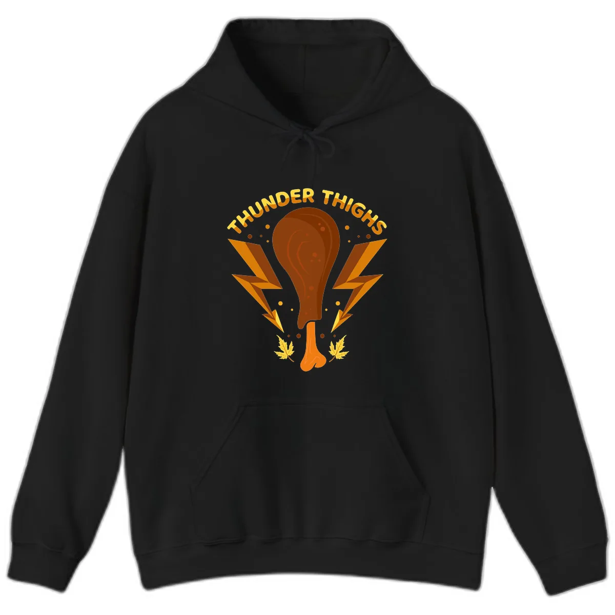Thunder Thighs Turkey Leg Design Hoodie in Black