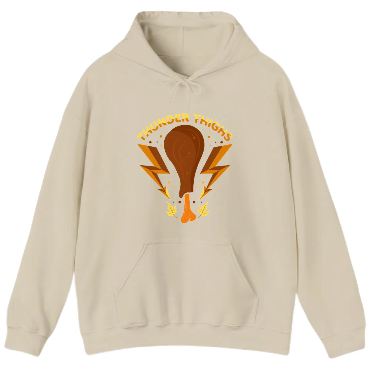 Thunder Thighs Turkey Leg Design Hoodie in Sand