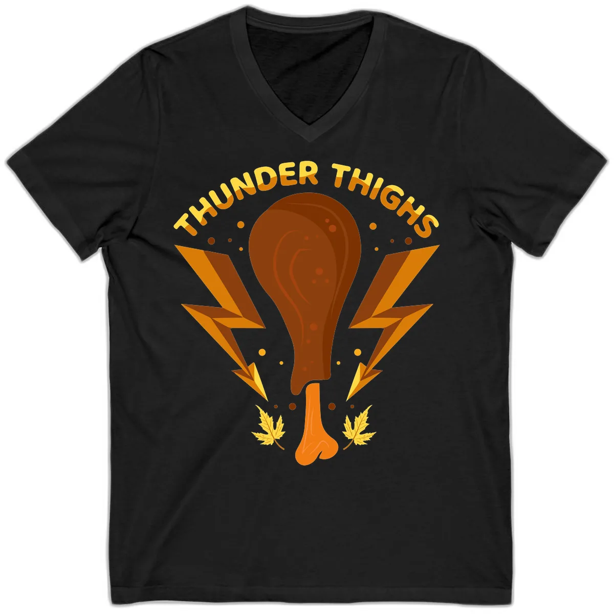 Thunder Thighs Turkey Leg Design V-Neck in Black