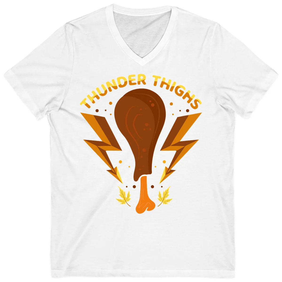 Thunder Thighs Turkey Leg Design V-Neck in White