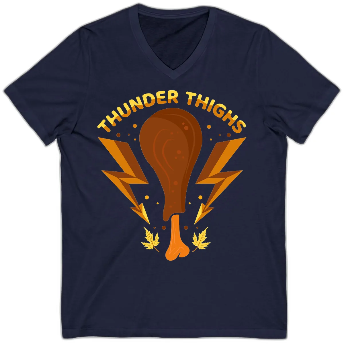 Thunder Thighs Turkey Leg Design V-Neck in Navy
