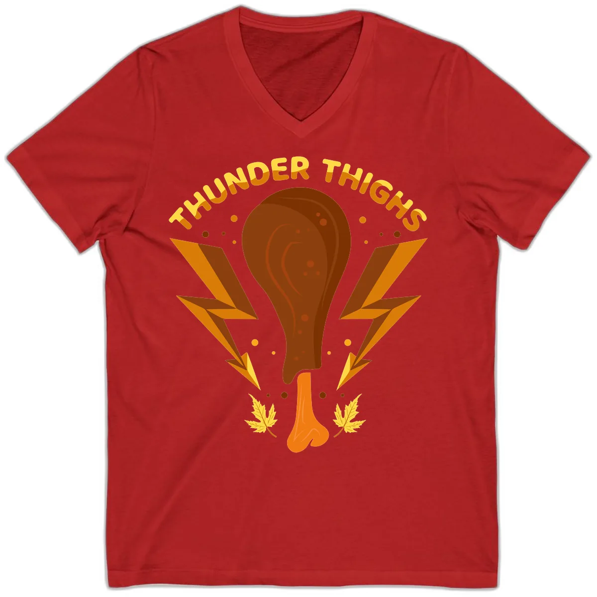 Thunder Thighs Turkey Leg Design V-Neck in Red