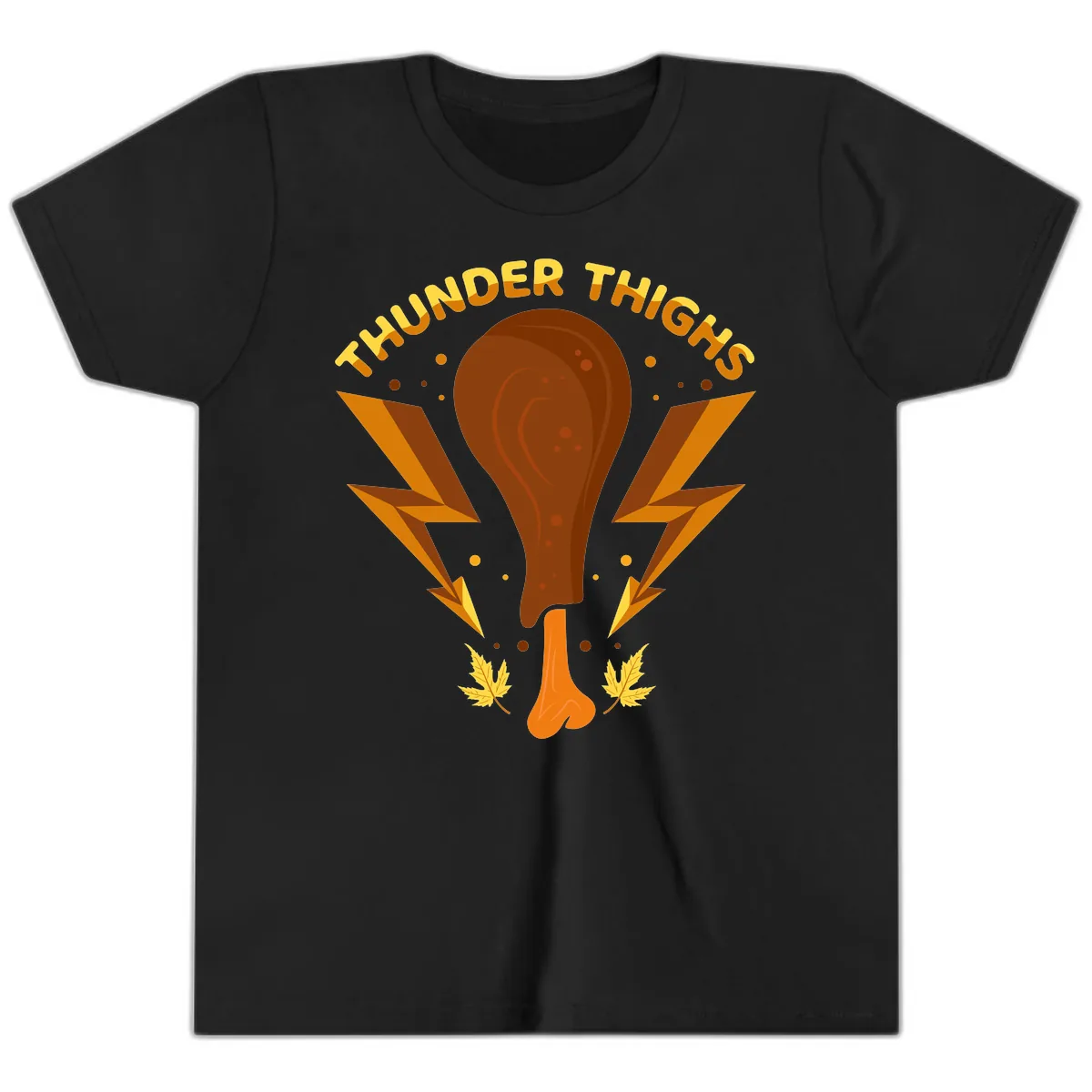 Thunder Thighs Turkey Leg Design Youth T-Shirt in Black