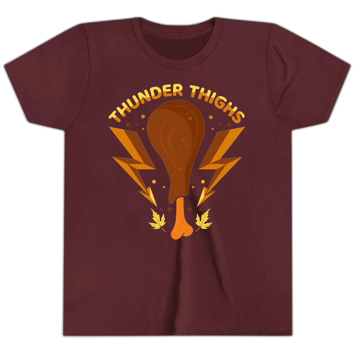 Thunder Thighs Turkey Leg Design Youth T-Shirt in Maroon