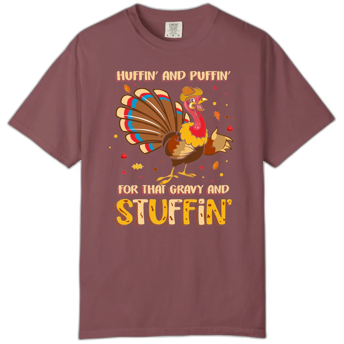 Huffin And Puffin For Gravy Stuffin Comfort Color in Brick