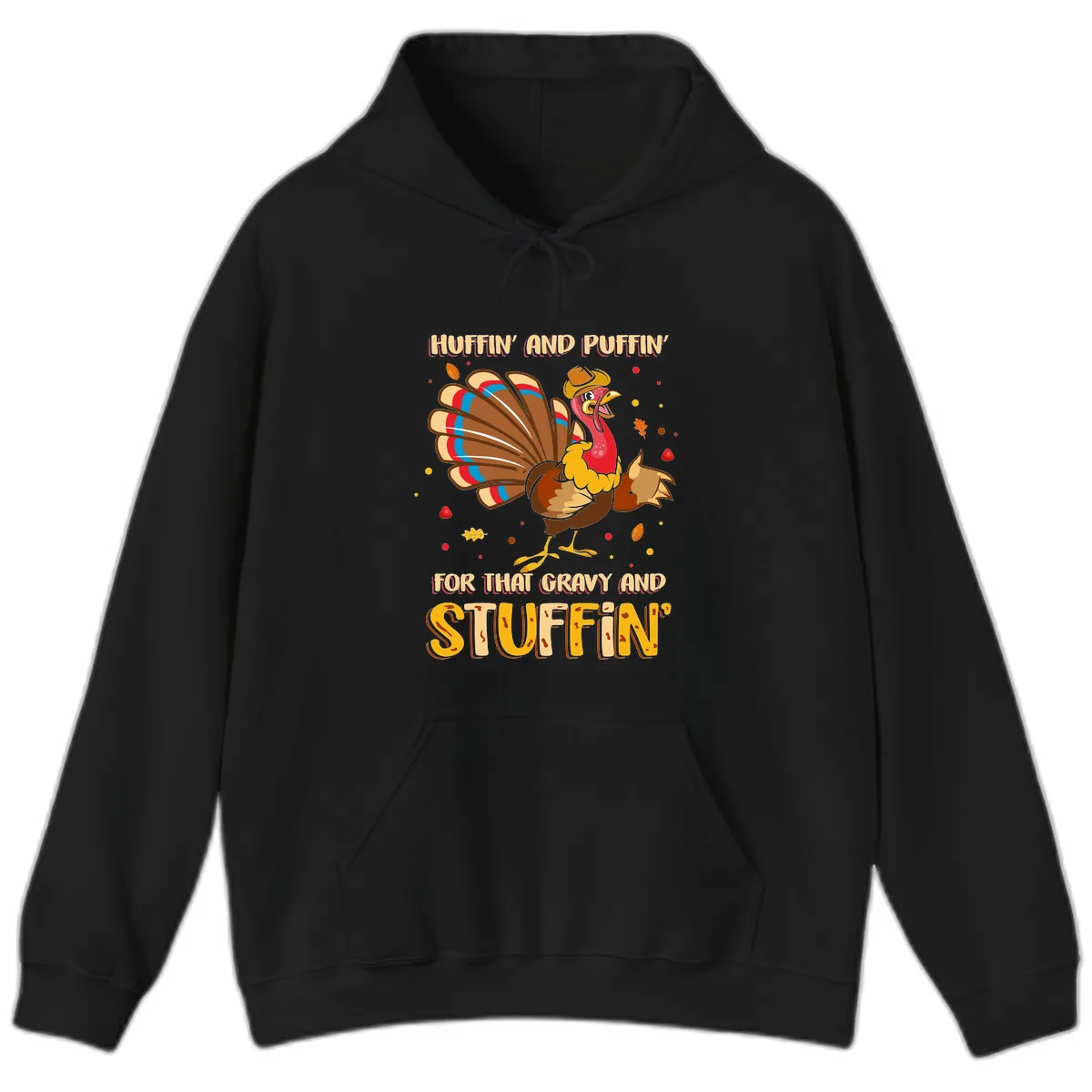 Huffin And Puffin For Gravy Stuffin Hoodie in Black