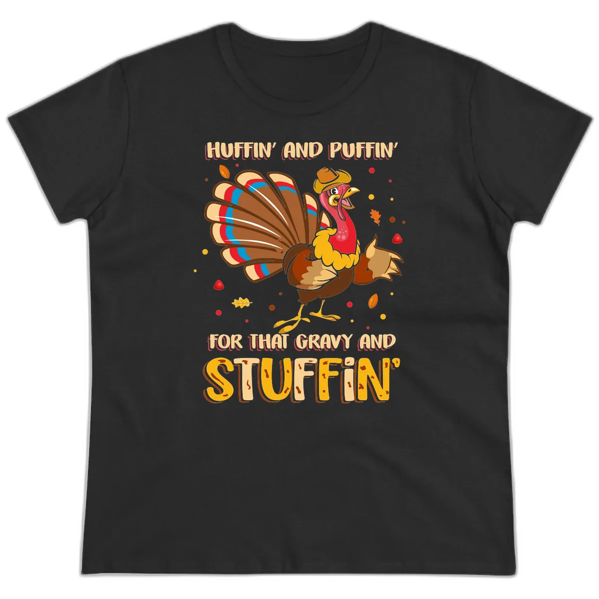 Huffin And Puffin For Gravy Stuffin Ladies Tee in Black
