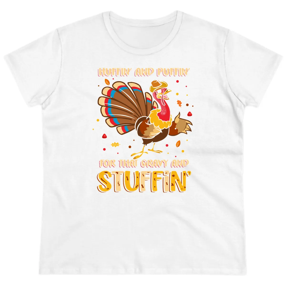 Huffin And Puffin For Gravy Stuffin Ladies Tee in White