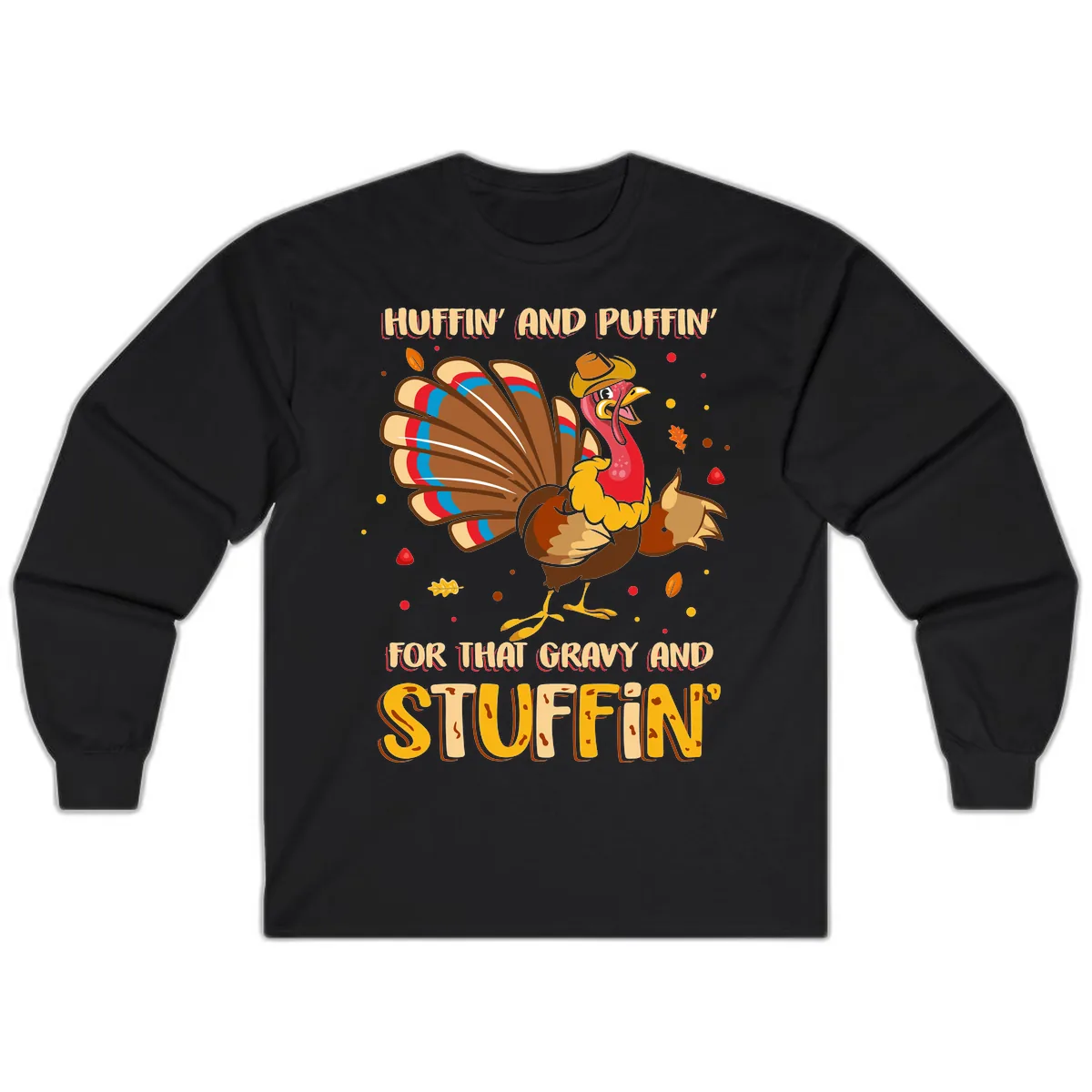 Huffin And Puffin For Gravy Stuffin Long Sleeve in Black