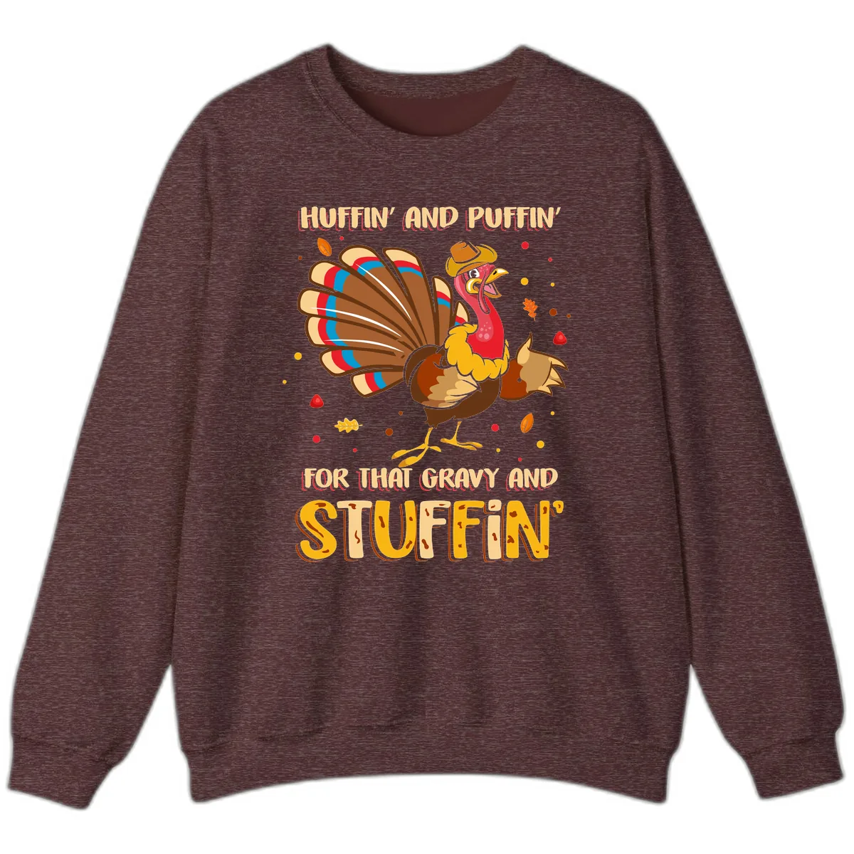 Huffin And Puffin For Gravy Stuffin Sweatshirt in Heather Sport Dark Maroon