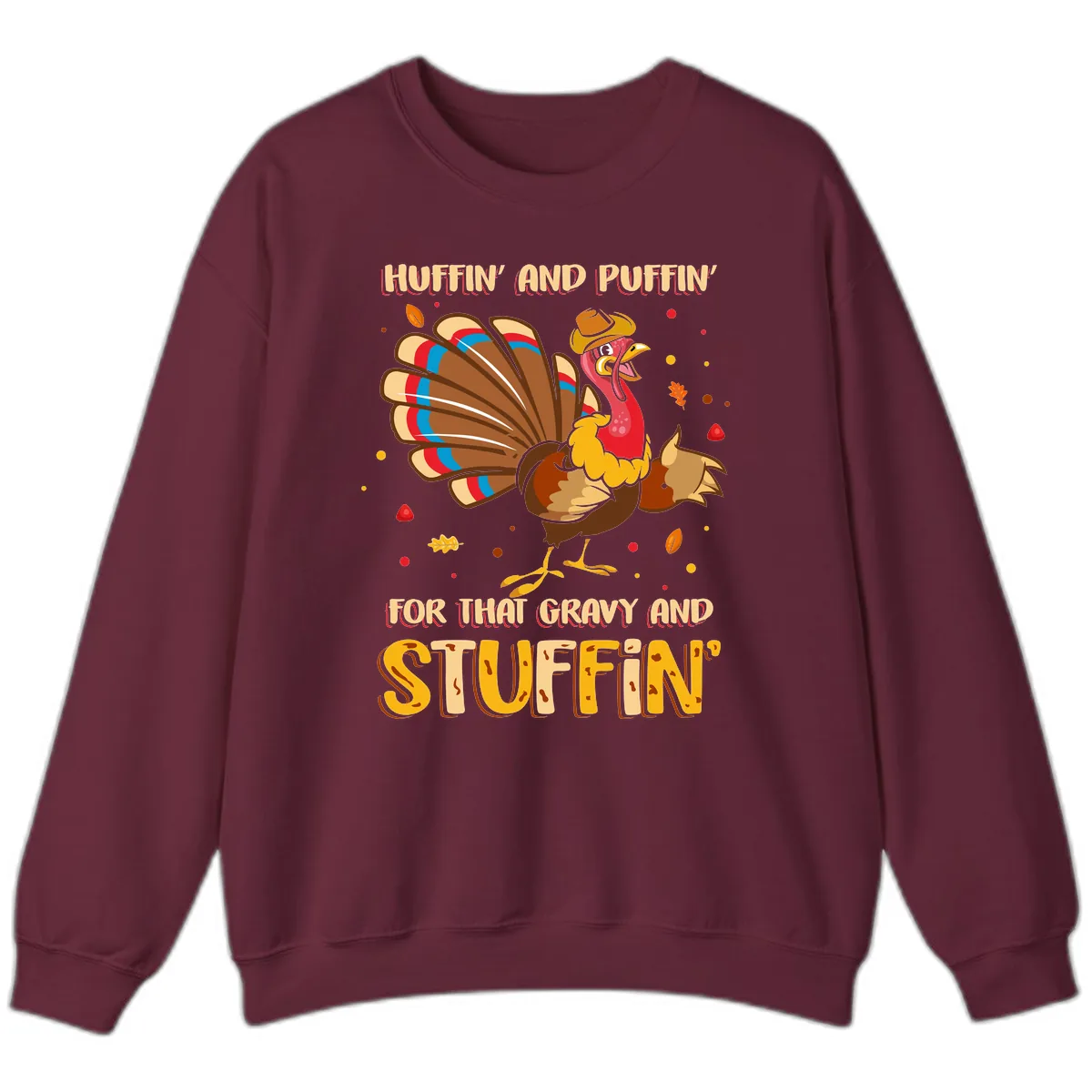 Huffin And Puffin For Gravy Stuffin Sweatshirt in Maroon