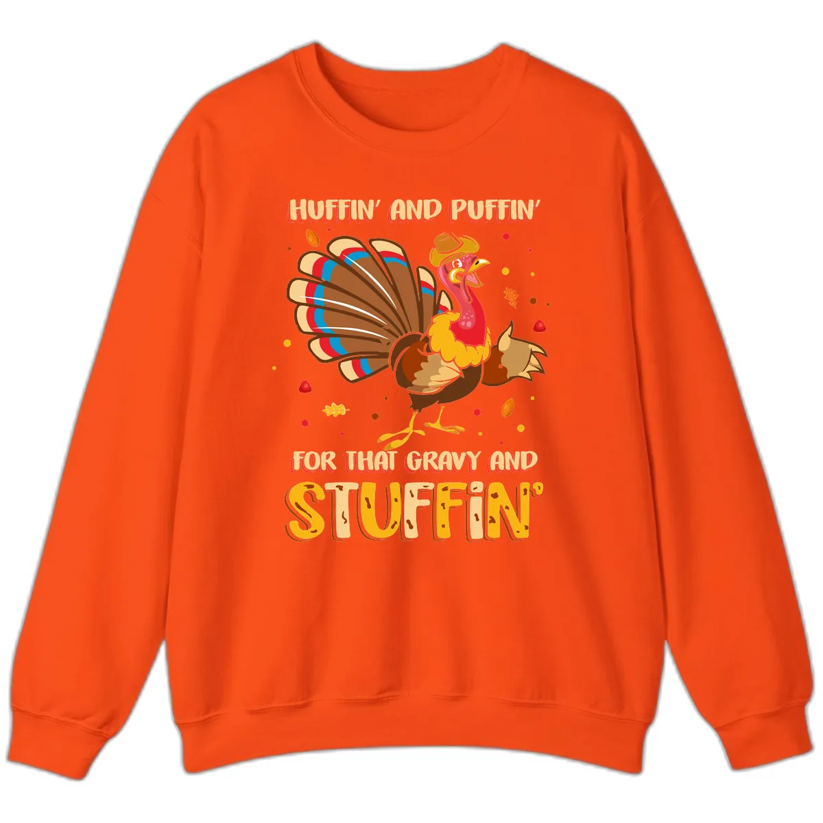 Huffin And Puffin For Gravy Stuffin Sweatshirt in Orange