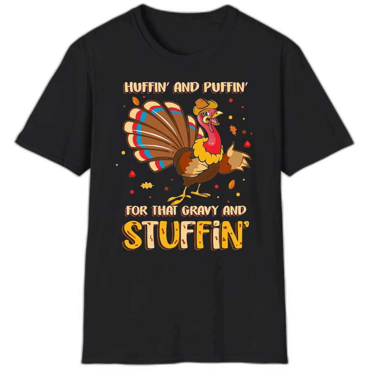 Huffin And Puffin For Gravy Stuffin T-Shirt in Black