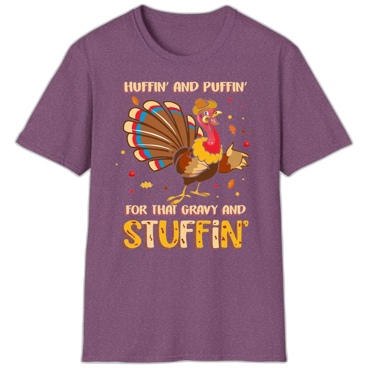 Huffin And Puffin For Gravy Stuffin T-Shirt in Heather Maroon