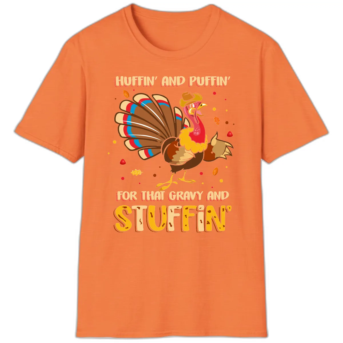 Huffin And Puffin For Gravy Stuffin T-Shirt in Heather Orange
