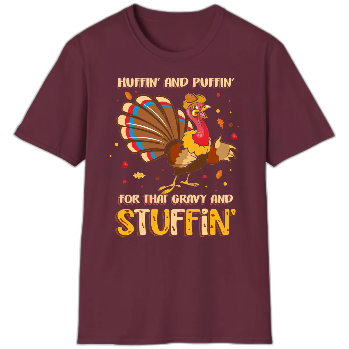 Huffin And Puffin For Gravy Stuffin T-Shirt in Maroon