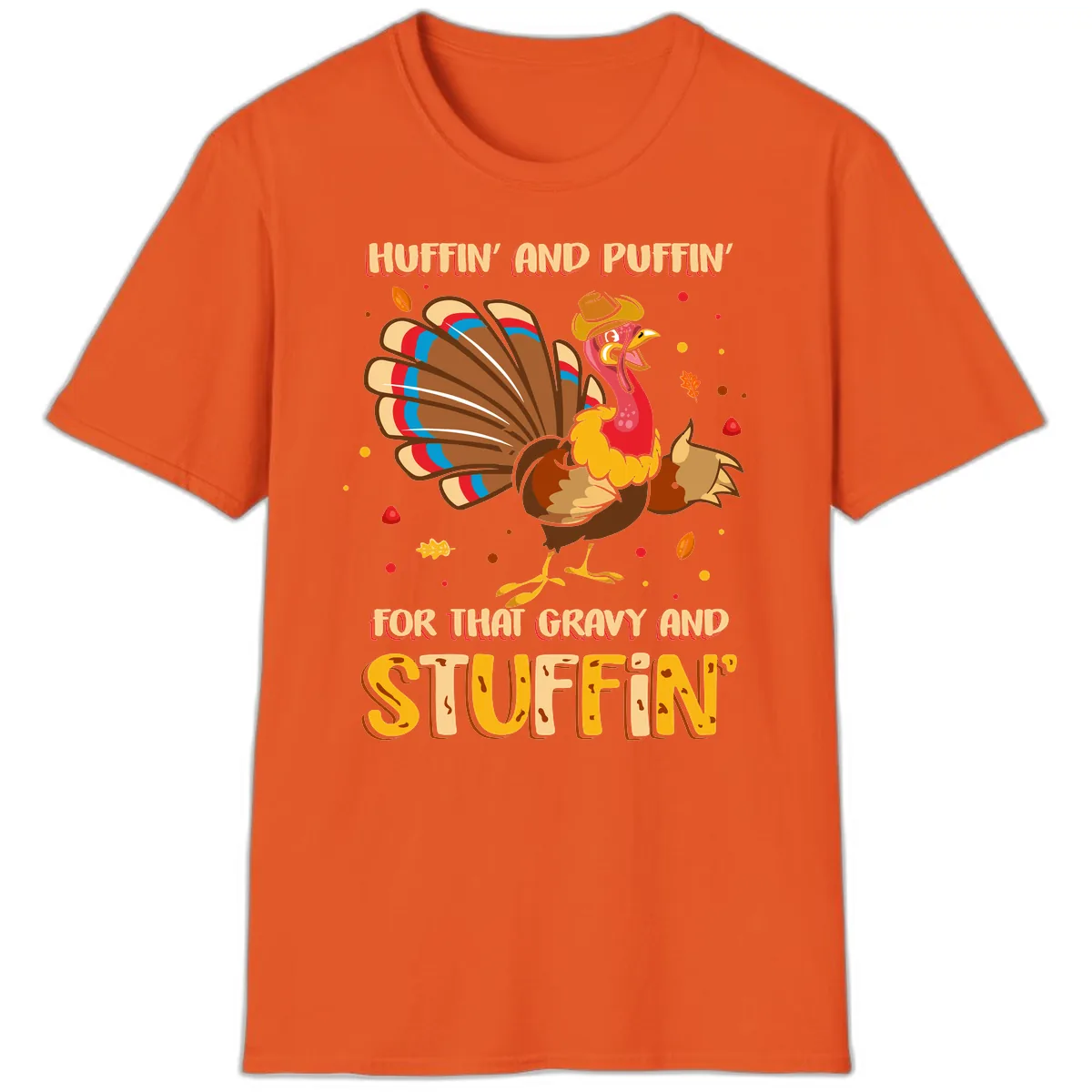 Huffin And Puffin For Gravy Stuffin T-Shirt in Orange