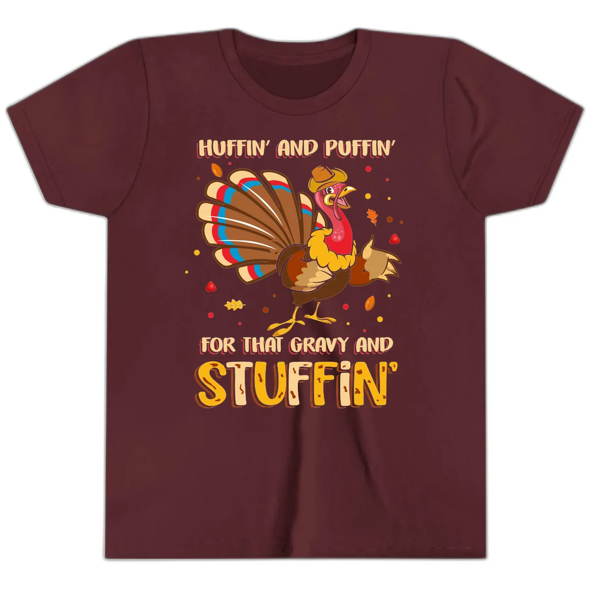 Huffin And Puffin For Gravy Stuffin Youth T-Shirt in Maroon